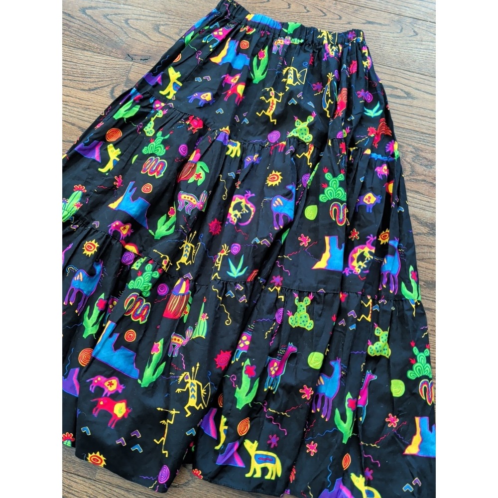Broom Skirts Womens Black Tiered Broomstick Southwest Kokopelli Festival